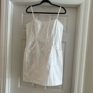 NWT Lilly Pulitzer Womens Shelli Dress Resort White Large Petal Eyelet - Size 10